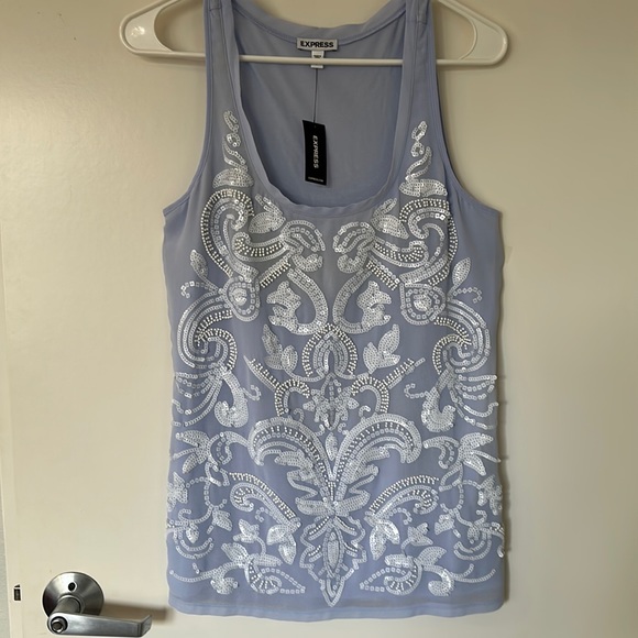 NWT EXPRESS lavender sequin beaded top size small - Picture 1 of 5